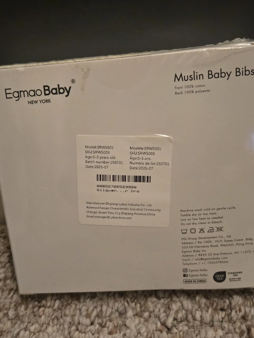 Egmao Baby Muslin Bibs - Neutral Grey & Blue Set